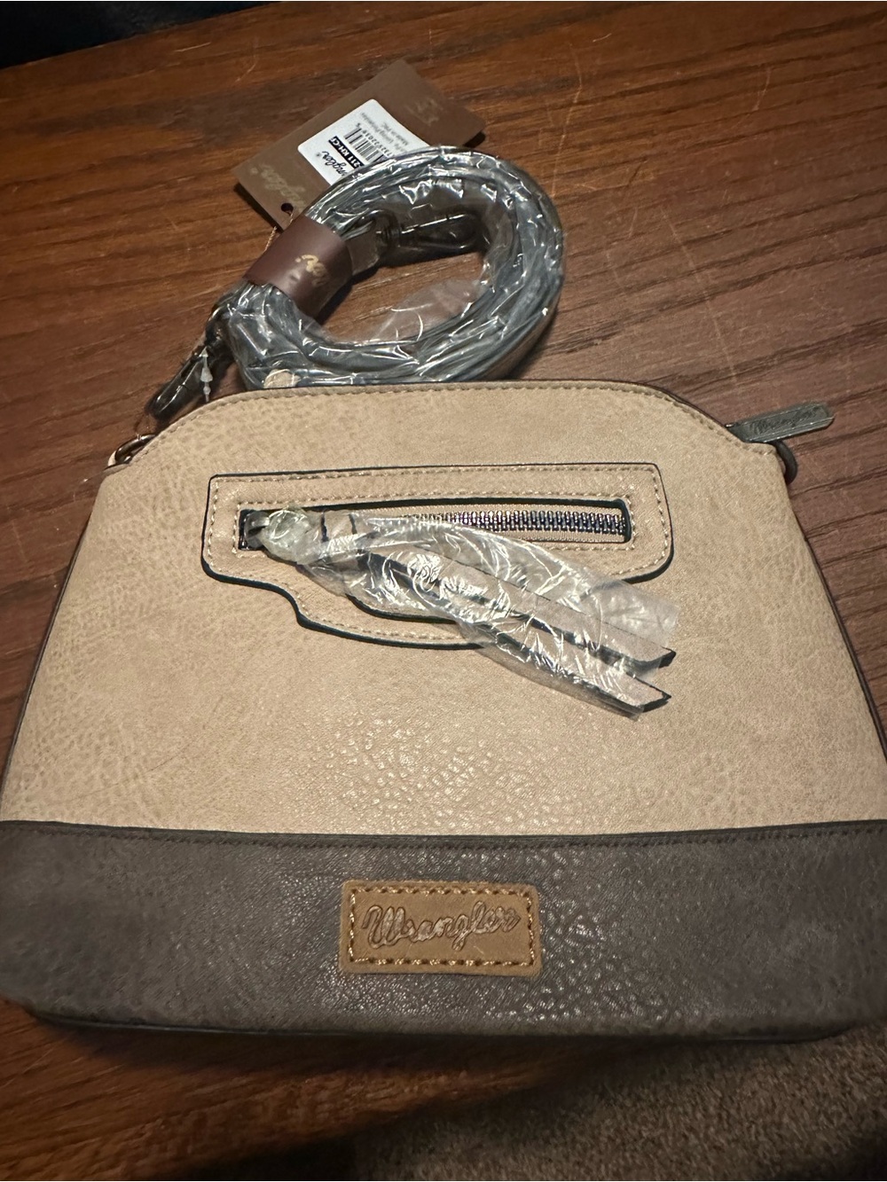 Wrangler Beige and Gray Two-Tone Crossbody Bag
